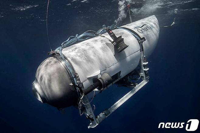 미국 '오션게이트 익스페디션즈'사가 제공한 타이탄 잠수정 이미지. 2023년 6월 타이태닉호 잔해를 관찰하기 위해 해저로 내려갔다가 사고로 5명의 탑승자가 숨졌다. ⓒ 로이터=뉴스1 ⓒ News1