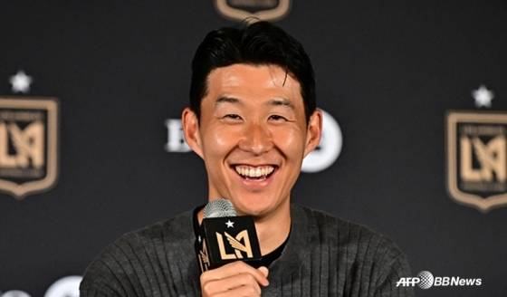 LA FC 입단 기자회견에 참석한 손흥민. /AFPBBNews=뉴스1