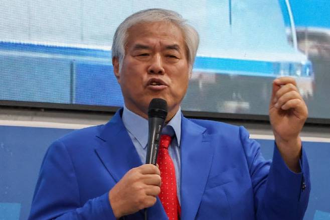 13일 서울 성북구 사랑제일교회에서 전광훈 목사가 8.15, 8.16 집회 관련 긴급기자회견을 하고 있다. (사진=연합뉴스)