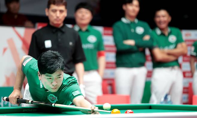 하나카드가 PBA팀리그 2라운드에 대체선수로 영입한 황형범의 샷 장면. 사진제공=PBA