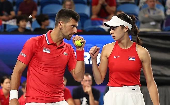 US오픈 혼합복식에 출전하는 조코비치와 다닐로비치(오른쪽). US오픈