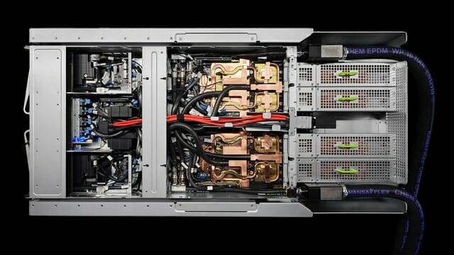 액체냉각이 활용되는 엔비디아 블랙웰 GPU 기반 서버 시제품. (사진=엔비디아)