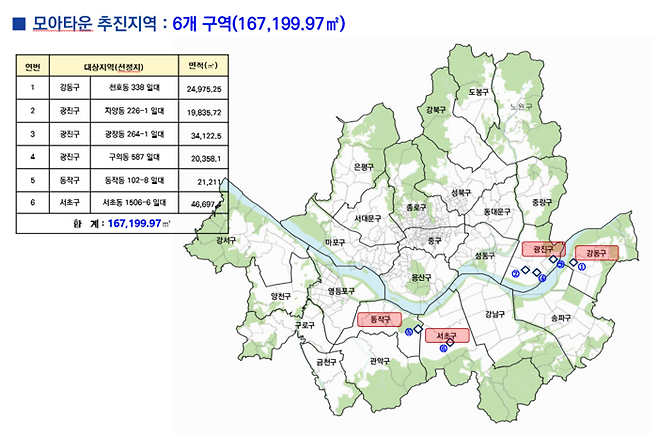 모아타운 토지거래허가구역 지정 위치 <서울시>