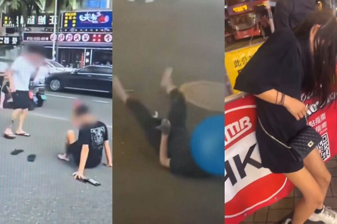 중국 사회관계망서비스(SNS)에 올라온 '좀비 담배'를 피고 몸을 가누지 못하는 모습. 사진=엑스 캡처