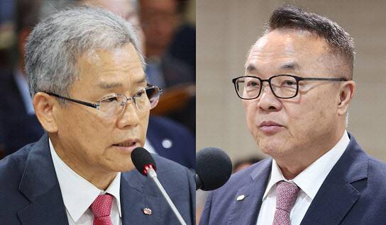 김동철 한국전력 사장(왼쪽)과 황주호 한국수력원자력 사장. 연합뉴스