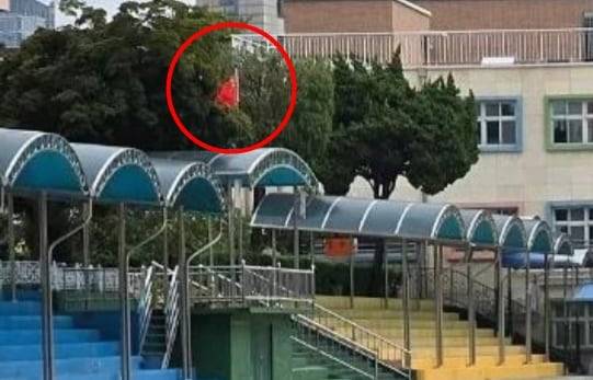 서울 한 초등학교에 중국 국기가 게양된 모습. /온라인 커뮤니티