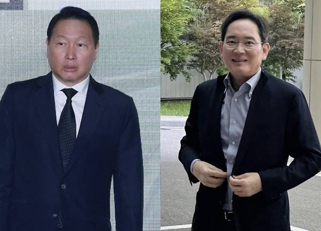 최태원 SK그룹 회장. 이재용 삼성전자 회장. (사진=연합뉴스)