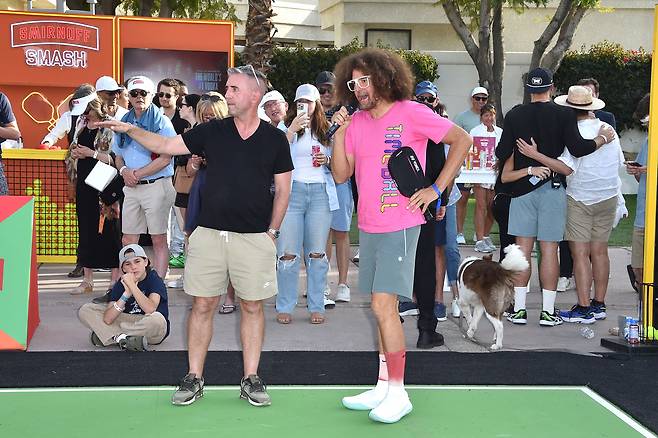 2024년 3월 미국 캘리포니아주 라퀸타 리조트 앤 클럽에서 콜튼 언더우드가 주최한 ‘데저트 스매시 셀러브리티 픽클볼 챌린지’에 라이언 매컬리와 레드푸 고디가 참석하고 있다. 게티이미지