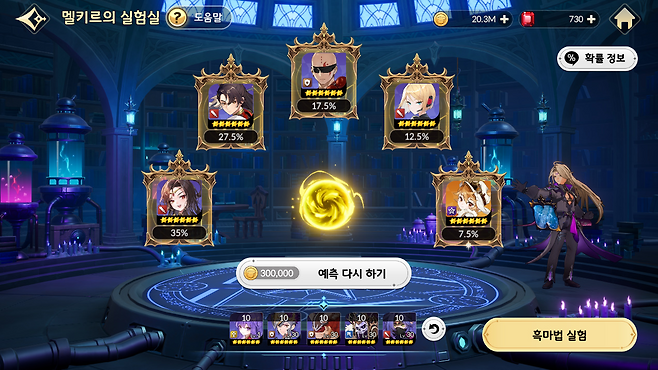 ▲ 멜키르의 실험실은 1등급 예측으로 전설 등장 확률이 조정됐다