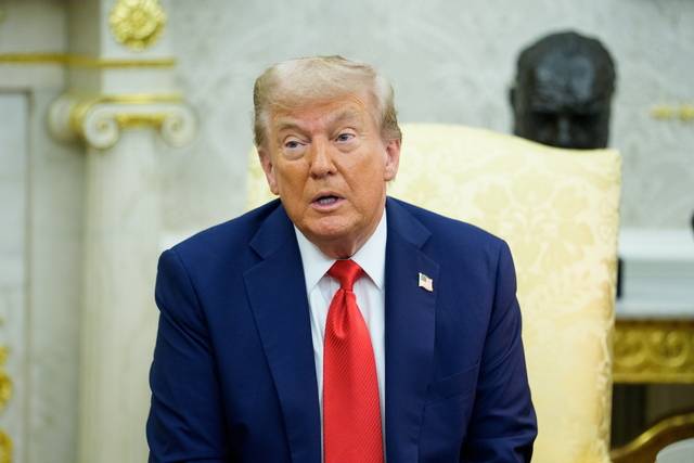 도널드 트럼프 미국 대통령이 3일 워싱턴DC 백악관에서 카롤 나브로츠키 폴란드 대통령과의 정상회담 중에 발언하고 있다. EPA 연합뉴스