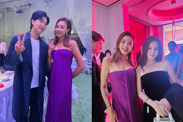 야노시호와 방탄소년단 RM, 블랙핑크 지수가 포즈를 취하고 있다. / 야노시호 인스타그램