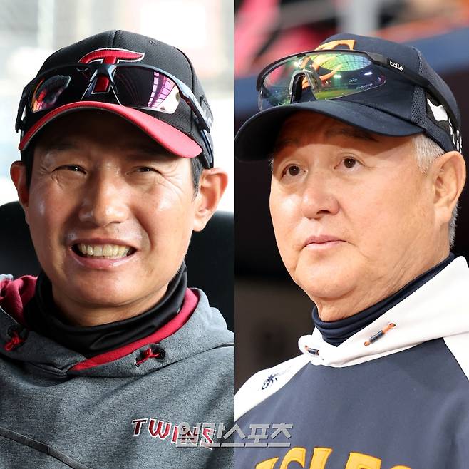 올해 팀을 리그 1,2위로 이끄는 염경엽(왼쪽) LG 감독과 김경문 한화 감독. IS 포토