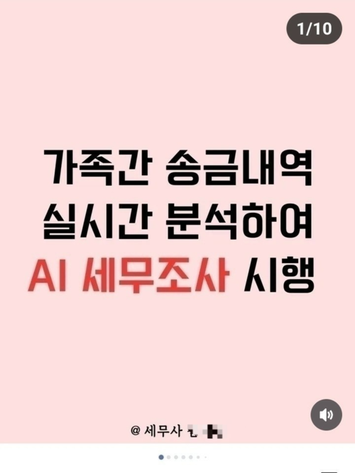 SNS와 블로그 등 확산되고 있는 ‘AI 세무조사 시행’ 관련 카드뉴스 내용. 2025.9.4 /SNS 캡처