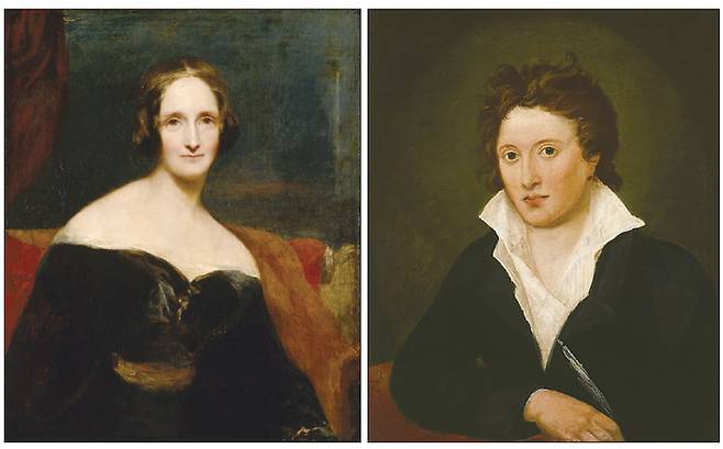 세계 최초 SF 소설로 평가받는 ‘프랑켄슈타인’ 저자 메리 셸리(왼쪽)와 그의 남편 퍼시 비시 셸리의 초상화.