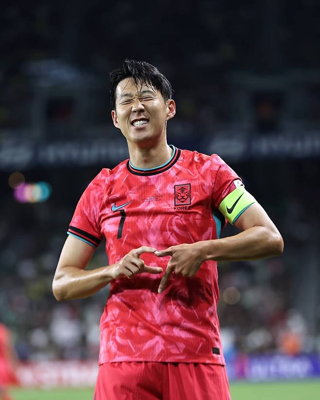 10일 멕시코와의 친선경기서 역전 골을 터뜨린 뒤 세리머니를 펼치고 있는 손흥민. 사진=MLS SNS