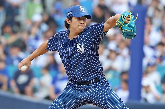 14일 오후 5시 대구 삼성라이온즈파크에서 열린 2025 신한 SOL 뱅크 KBO리그 삼성 라이온즈와 KT 위즈경기에서 양창섭이 호투 중이다. <삼성 라이온즈 제공>