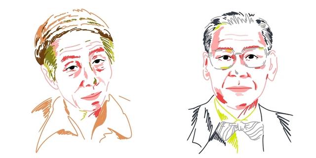 시인 박용래(왼쪽)와 어효선. 대산문화재단 제공