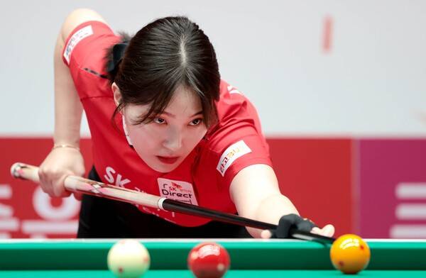 18일 경기도 고양시 고양 킨텍스 PBA 스타디움에서 열린 '웰컴저축은행 PBA 팀리그 2025-2026' 3라운드에 출전한 강지은. /사진=PBA