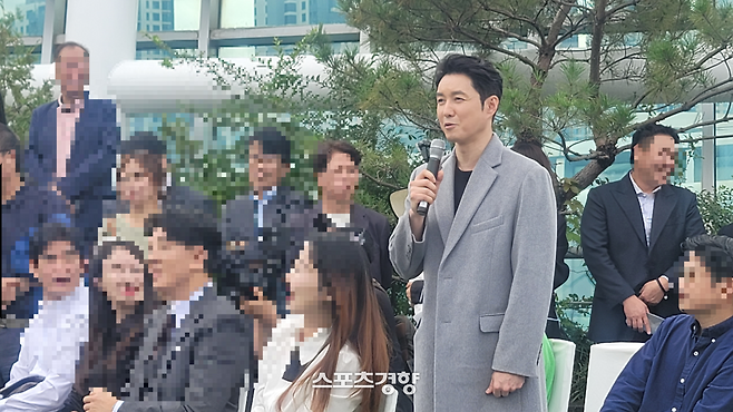 김병만 결혼식에서 축사를 하고 있는 배우 심형탁. 사진 독자제공