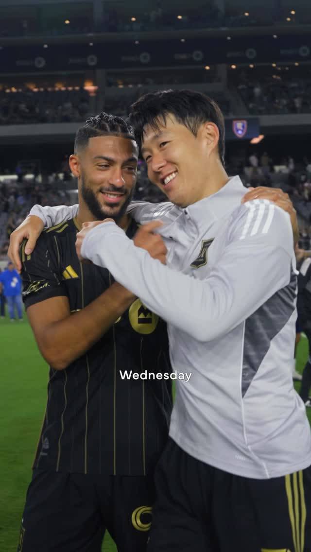 22일 솔트레이크전서 4-1 승리를 합작하고 환호하는 LAFC 부앙가(왼쪽)와 손흥민. 사진=LAFC SNS