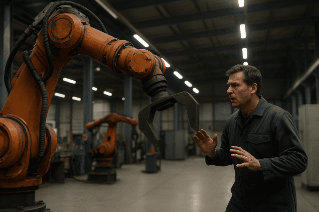 테슬라 공장에서 로봇이 사람을 공격해 중상을 입힌 사건이 일어났다. (사진=챗GPT로 생성)