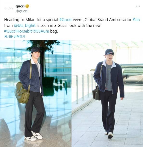 "말문이 막혔습니다!!!" 방탄소년단 진, 미모로 국위 선양..구찌 프리미어 모습에 美 MTV '감탄'