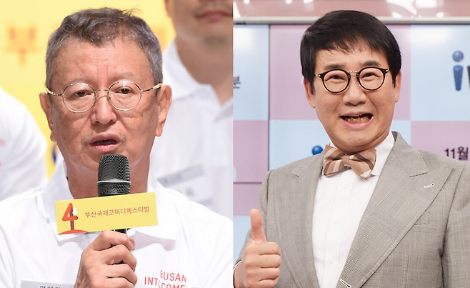 故 전유성 (사진 왼쪽)과 개그맨 최양락. 뉴스1, 세계일보 자료사진