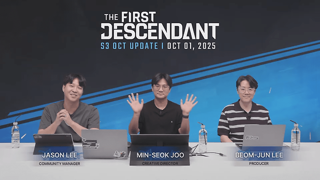 -(좌측부터) 제이슨 리 커뮤니티 매니저, 주민석 퍼스트 디센던트 디렉터, 이범준 퍼스트 디센던트 총괄 PD