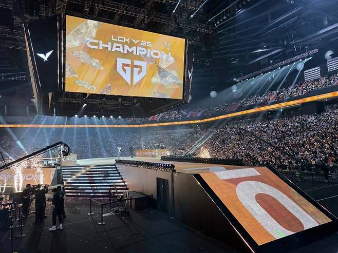 젠지가 28일 인천 영종도 인스파이어 아레나에서 열린 2025 LoL 챔피언스 코리아(LCK) 결승전에서 한화생명에 3대 1로 승리했다. ⓒ데일리안 황지현 기자