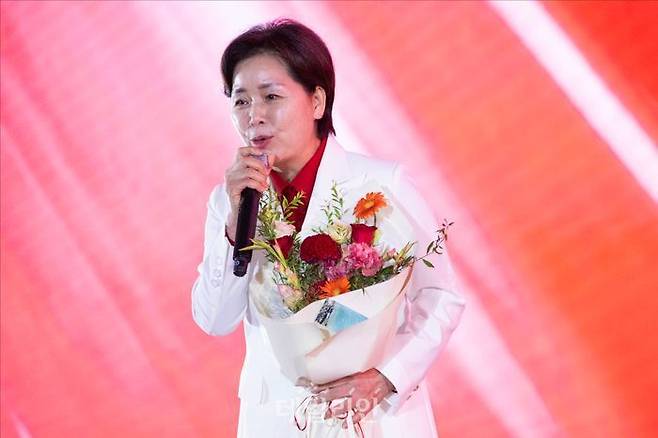 양향자 국민의힘 신임 최고위원이 지난 8월 22일 오후 충북 청주시 오스코에서 열린 제6차 전당대회에서 수락 연설을 하고 있다. ⓒ데일리안 홍금표 기자