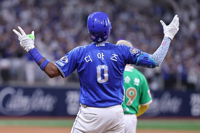 KBO리그 최초로 150타점을 밟은 삼성 디아즈는 50홈런이라는 마지막 목표를 남겨놓고 있다. 그는 “홈런도 좋지만, 팀을 직접 승리로 이끄는 타점을 더 선호한다”는 진심을 전했다. 사진제공|삼성 라이온즈