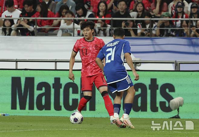 한국 U-22 축구대표팀 공격수 배준호(가운데). /사진=뉴시스