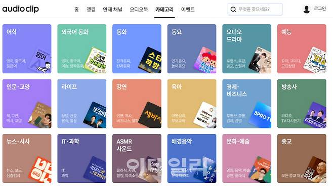 네이버 오디오클립 서비스에서 운영중인 여러 채널 이미지(사진=네이버 오디오클립 홈페이지 갈무리)