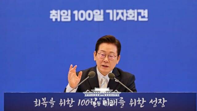 12일 취임 100일 기자회견에서 발언하는 이재명 대통령. (사진=대통령실)