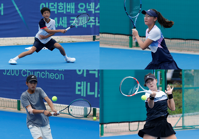 제12회 ATF 이덕희배 단식 결승전에서 경기에 집중하고 있는 네 선수. 김서현, 임예린, 김우림, 이상현(오른쪽 위부터 시계방향)