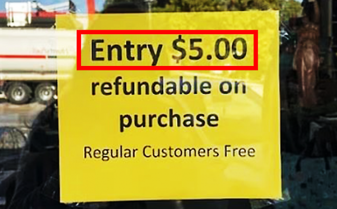 호주의 한 빈티지 매장이 손님에게 입장료를 부과해 논란이 일고 있다. 페이스북 캡처