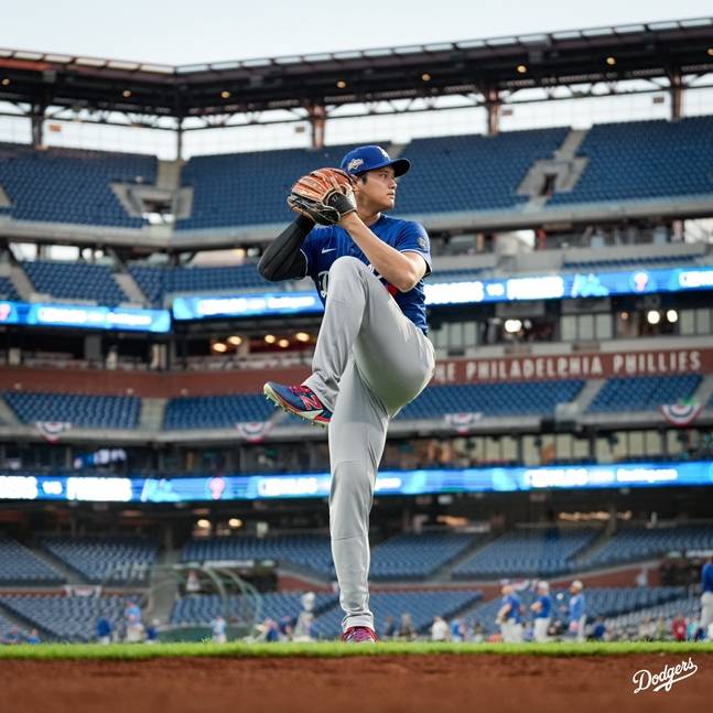 4일 훈련하고 있는 오타니. /사진=LA 다저스 공식 SNS