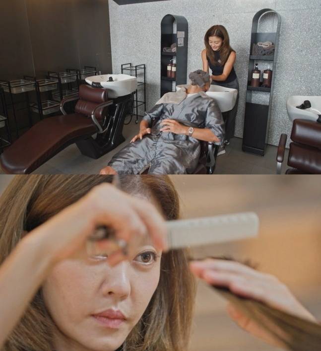 머리 시술 중인 이지현