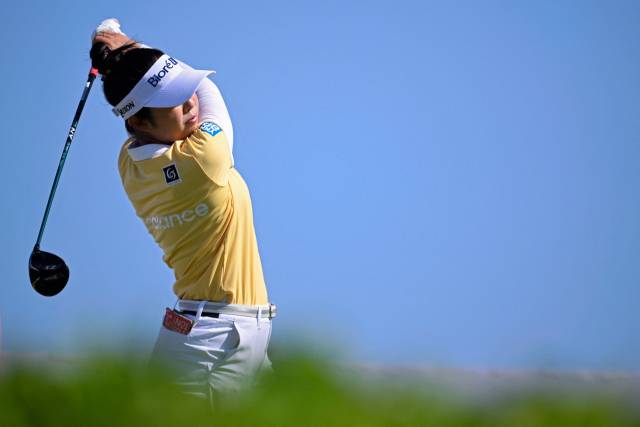 티샷을 하고 있는 야마시타 미유. 사진 제공=AFP연합뉴스