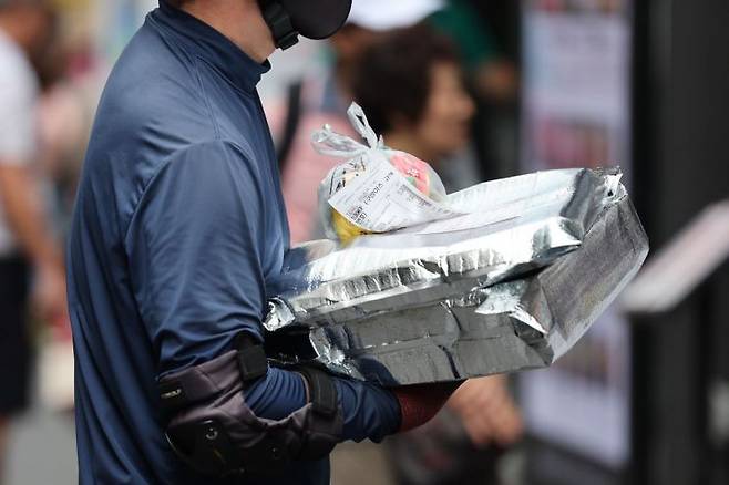 음식배달 플랫폼에서 주문된 배달음식. 연합뉴스