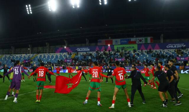 한국과 16강전에서 승리한 후 기뻐하는 모로코 선수들. /FIFA 제공