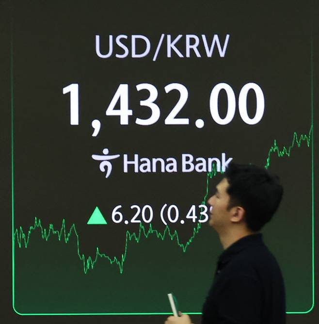 4일 서울 중구 하나은행 딜링룸에 원·달러 환율 거래가가 보이고 있다. (사진=뉴시스)