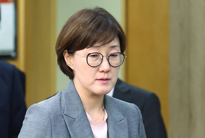 김현지 대통령실 제1부속실장이 지난 2일 서울 용산 대통령실 청사에서 열린 수석보좌관회의에 참석하고 있다. ⓒ뉴시스