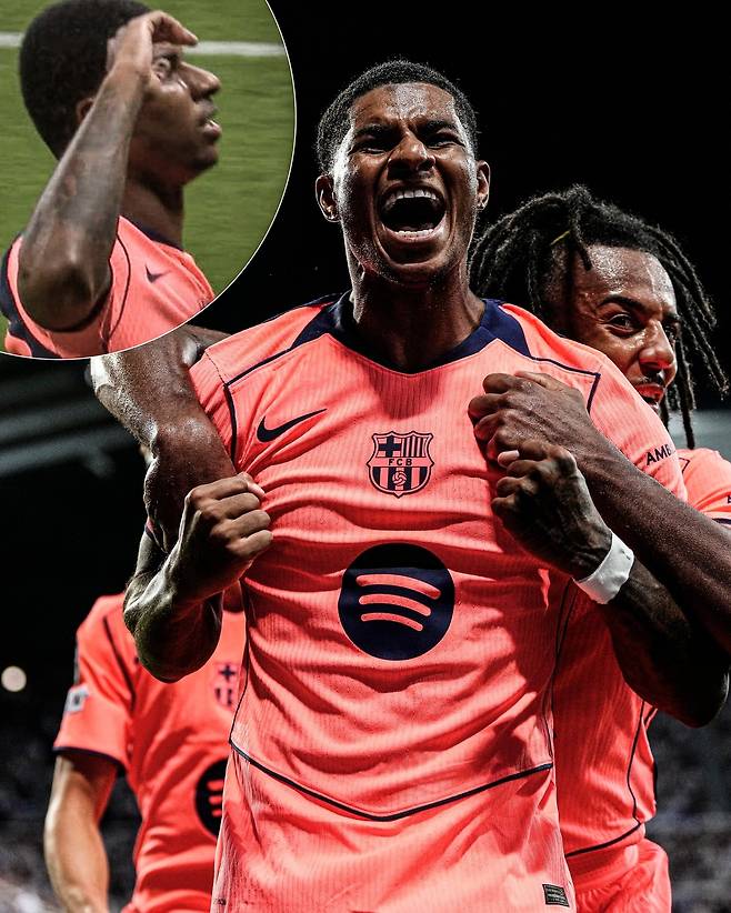 2025-2026시즌 UEFA 챔피언스리그 리그 페이즈 1라운드 뉴캐슬과 맞대결에서 멀티골을 기록한 래시포드. ESPN UK