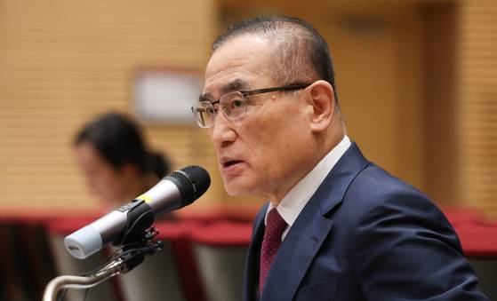 위성락 국가안보실장이 16일 서울 용산 대통령실 청사에서 열린 캄보디아 이슈의 구체적 대응 현황 브리핑에서 발언하고 있다. 뉴스1