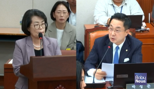 국회 교육위원회 소속 박성준 더불어민주당(서울 중구성동구을) 국회의원은 16일 국회 교육위원회가 진행한 한국보육진흥원에 대한 국정감사에서 조용남 한국보육진흥원 원장에게 질의하고 있다. ⓒ국회인터넷의사중계시스템