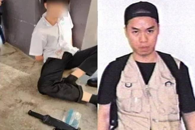 말레이시아의 한 학교에서 16세 여학생을 흉기로 살해한 남학생(왼쪽). 오른쪽은 2007년 미국 버지니아 공대에서 총기 난사를 벌인 조승희. 동양일보·NBC방송 캡처