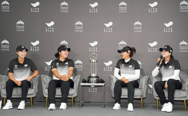 22일 사전 기자회견에 참석한 김효주(왼쪽부터), 유해란, 고진영, 최혜진. /사진=LPGA 투어 제공