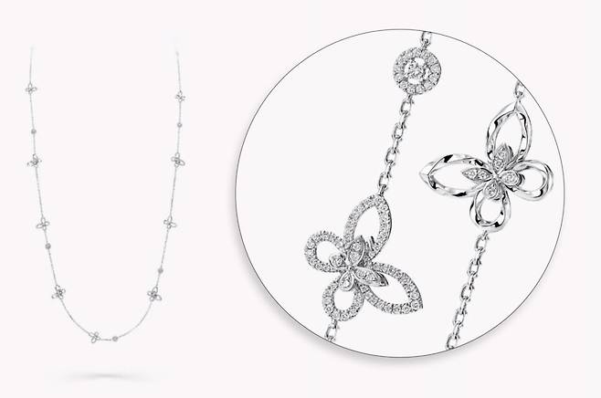 ‘버터플라이 실루엣 다이아몬드 롱 네클리스’ 사진. 그라프사 누리집