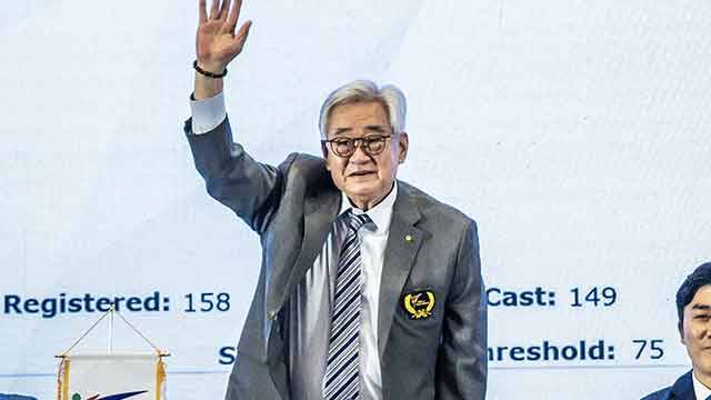 7선에 성공한 조정원 세계태권도연맹 총재. 사진 제공=세계태권도연맹